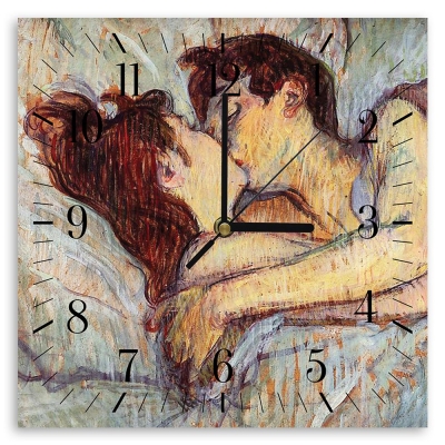 Wanduhr - Im Bett (Der Kuss) - Henri de Toulouse-Lautrec - Wanddeko