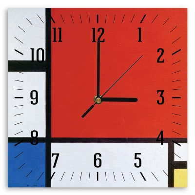 Reloj de Pared Composición II En Rojo, Azul Y Amarillo - Piet Mondrian - Decoración Pared
