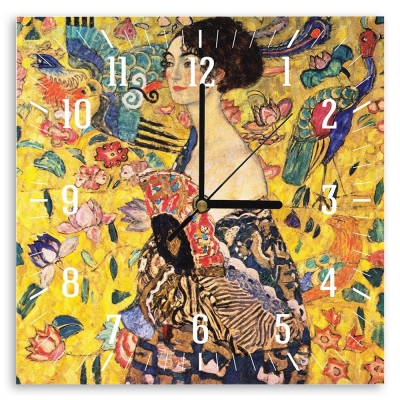 Zegar ścienny Lady With Fan - Gustav Klimt - Dekoracje ścienne