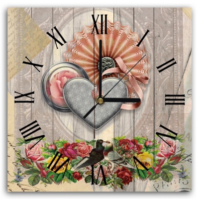 Orologio murale - Due Piccioncini Tra I Fiori - Decorazione da Parete