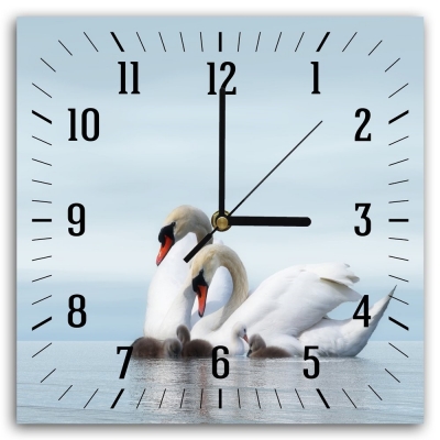 Zegar ścienny Swans Family - Dekoracje ścienne
