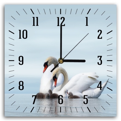 Wall Clock Swans Family - Wall Decoration