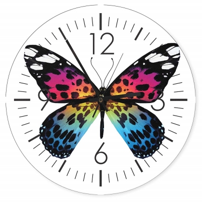 Wall Clock Rainbow Butterfly - Wall Decoration