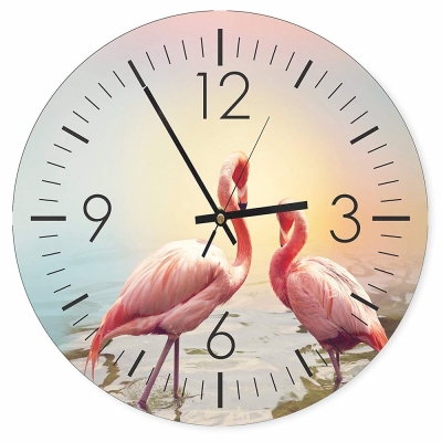 Relógio de parede - Flamingos cor-de-rosa - Decoração de parede