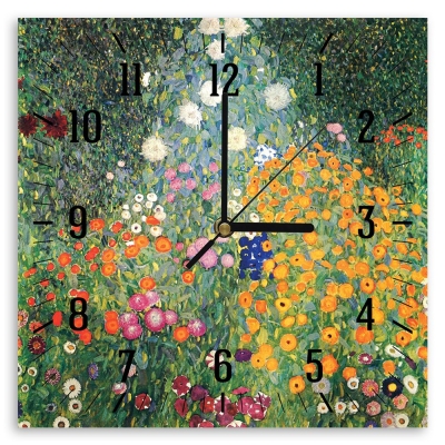 Relógio de parede - Jardim Florido, Gustav Klimt - Decoração de parede
