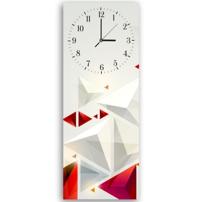 Wall Clock White And Red Pyramids - Wall Decoration