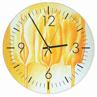 Wall Clock Tulips In Yellow - Wall Decoration