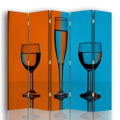 Skärm, Rumsavdelare Glasses And Colours - Dekorativ Canvasskärm för Inomhusbruk