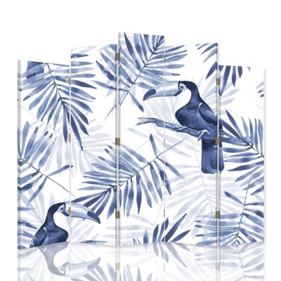 Skärm, Rumsavdelare Birds Of Paradise - Dekorativ Canvasskärm för Inomhusbruk