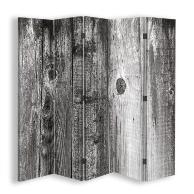Skärm, Rumsavdelare Black And White Wood - Dekorativ Canvasskärm för Inomhusbruk