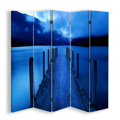Skärm, Rumsavdelare Blue Lagoon - Dekorativ Canvasskärm för Inomhusbruk