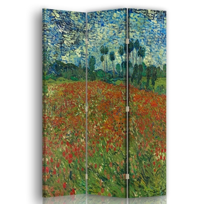 Skärm, Rumsavdelare Poppy Field - Vincent Van Gogh - Dekorativ Canvasskärm för Inomhusbruk