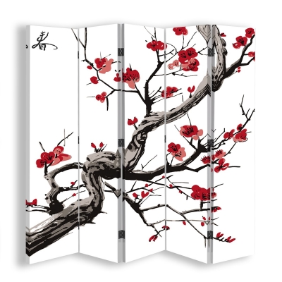 Paravent - Raumteiler Cherry Blossom - Dekorativer Raumtrenner