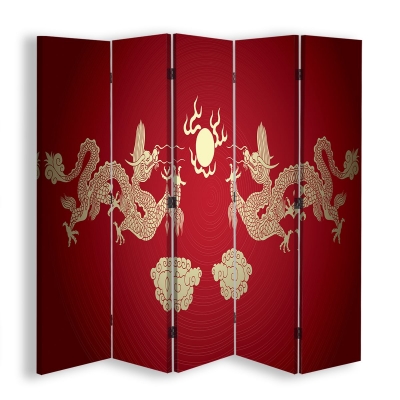 Room Divider Chinese Dragon - Indoor Decorative Canvas Screen