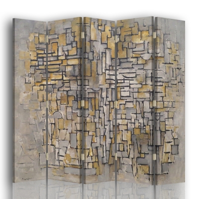 Skärm, Rumsavdelare - Composition No. II - Piet Mondrian - Dekorativ Canvasskärm för Inomhusbruk