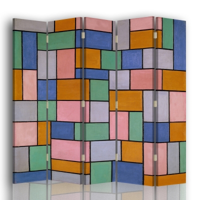 Room Divider Composition in Dissonances - Theo van Doesburg - Indoor Decorative Canvas Screen