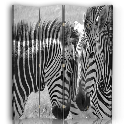 Room Divider Two-Colored Manes - Indoor Decorative Canvas Screen