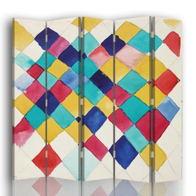 Room Divider Farbstudie mit Rauten - Wassily Kandinsky - Indoor Decorative Canvas Screen