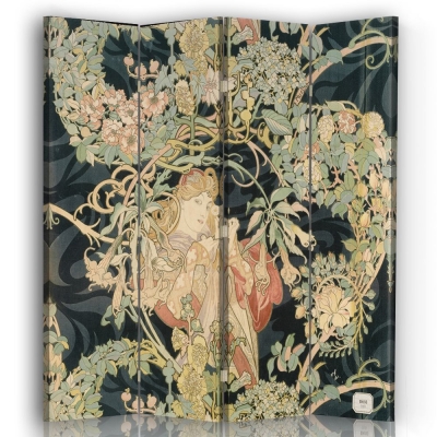 Skärm, Rumsavdelare Femme À La Marguerite - Alphonse Mucha - Dekorativ Canvasskärm för Inomhusbruk