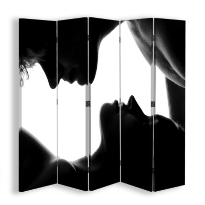 Skärm, Rumsavdelare First Kiss - Dekorativ Canvasskärm för Inomhusbruk