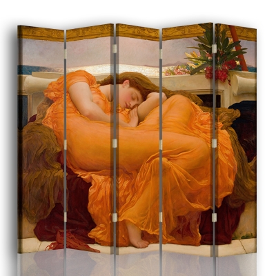 Skärm, Rumsavdelare - Flaming June - Frederic Leighton Dekorativ Canvasskärm för Inomhusbruk