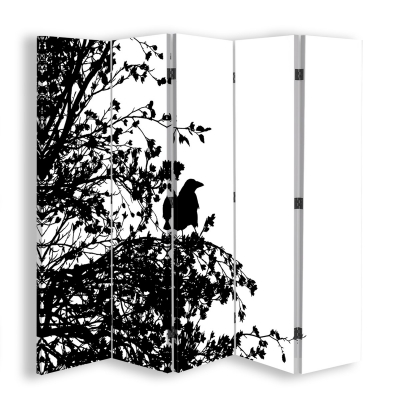 Skärm, Rumsavdelare Forest Silhouette - Dekorativ Canvasskärm för Inomhusbruk