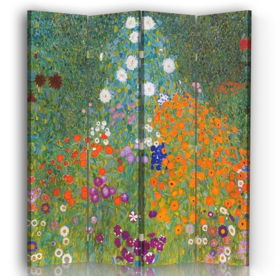 Room Divider Flowers Garden - Gustav Klimt - Indoor Decorative Canvas Screen