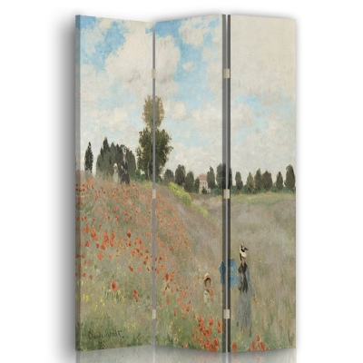 Skärm, Rumsavdelare Poppies, Near Argenteuil - Claude Monet - Dekorativ Canvasskärm för Inomhusbruk