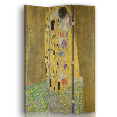 Skärm, Rumsavdelare The Kiss - Gustav Klimt - Dekorativ Canvasskärm för Inomhusbruk