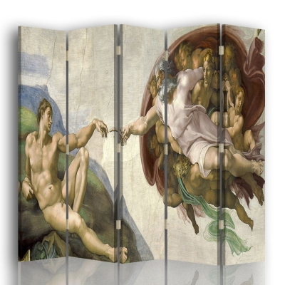 Skärm, Rumsavdelare The Creation Of Adam - Michelangelo Buonarroti - Dekorativ Canvasskärm för Inomhusbruk