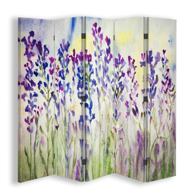 Room Divider Lavender Watercolour - Indoor Decorative Canvas Screen