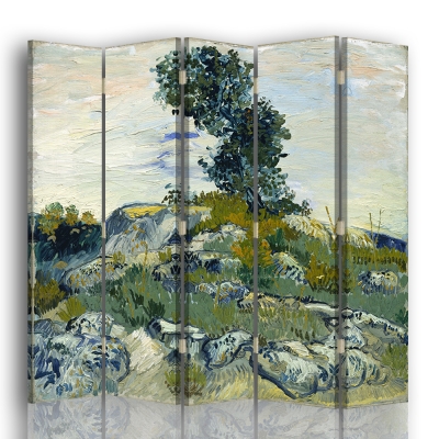 Skärm, Rumsavdelare - The Rocks - Vincent Van Gogh - Dekorativ Canvasskärm för Inomhusbruk
