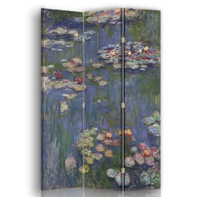 Skärm, Rumsavdelare Water Lilies - Claude Monet - Dekorativ Canvasskärm för Inomhusbruk