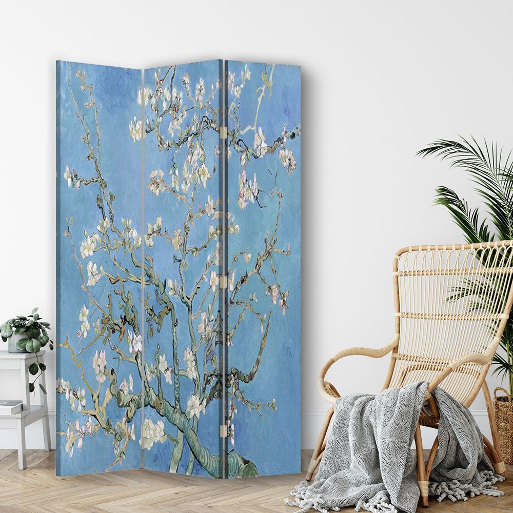 Fine Asianliving Room Divider Privacy Screen L120xH180cm 3 Panel van Gogh Almond Blossoms