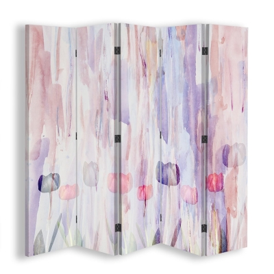 Room Divider Modern Art Tulip - Indoor Decorative Canvas Screen