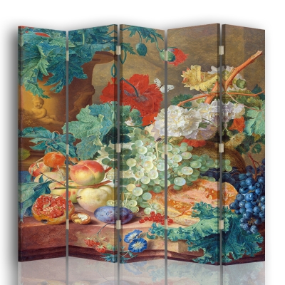 Room Divider Still Life with Flowers and Fruit - Jan van Huysum - Indoor Decorative Canvas Screen