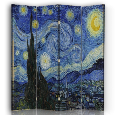 Parawan The Starry Night - Vincent Van Gogh - Wewnętrzny dekoracyjny ekran z płótna