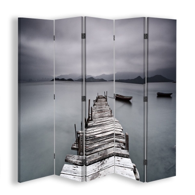 Room Divider Ocean Bridge - Indoor Decorative Canvas Screen