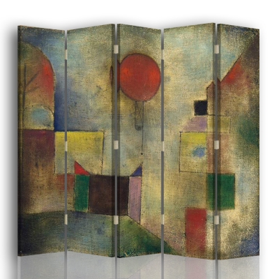 Skärm, Rumsavdelare - Red Baloon - Paul Klee - Dekorativ Canvasskärm för Inomhusbruk