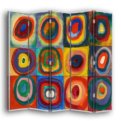 Skärm, Rumsavdelare Farbstudie Quadrate - Wassily Kandinsky - Dekorativ Canvasskärm för Inomhusbruk
