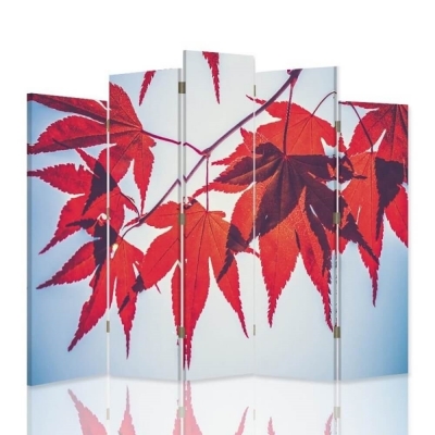 Skärm, Rumsavdelare Red Autumn - Dekorativ Canvasskärm för Inomhusbruk