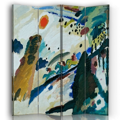 Skärm, Rumsavdelare Romantic Landscape - Wassily Kandinsky - Dekorativ Canvasskärm för Inomhusbruk