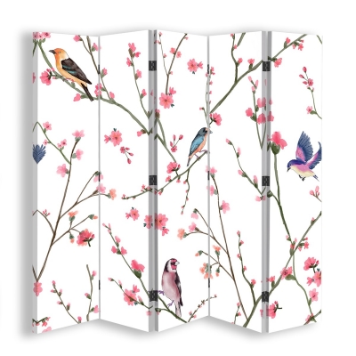 Room Divider Songbirds - Indoor Decorative Canvas Screen