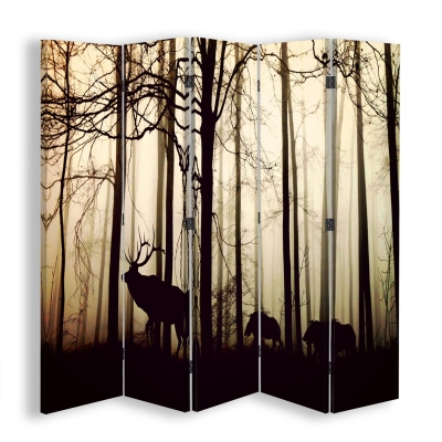 Room Divider Stag Silhouette - Indoor Decorative Canvas Screen