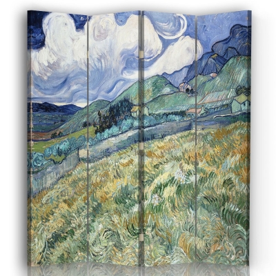 Biombo Paisagem Montanhosa Por Trás de Saint-Rémy - Vincent Van Gogh - Divisória interna decorativa