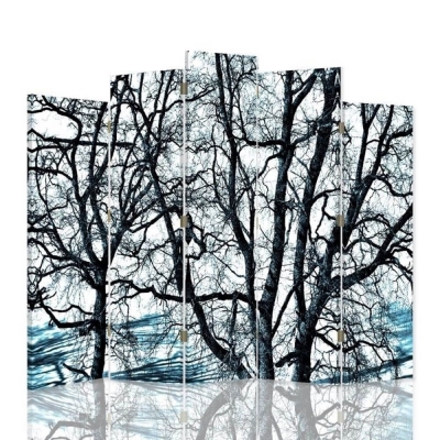 Parawan Winter Forest - Wewnętrzny dekoracyjny ekran z płótna