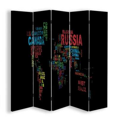 Parawan World Map - Wewnętrzny dekoracyjny ekran z płótna