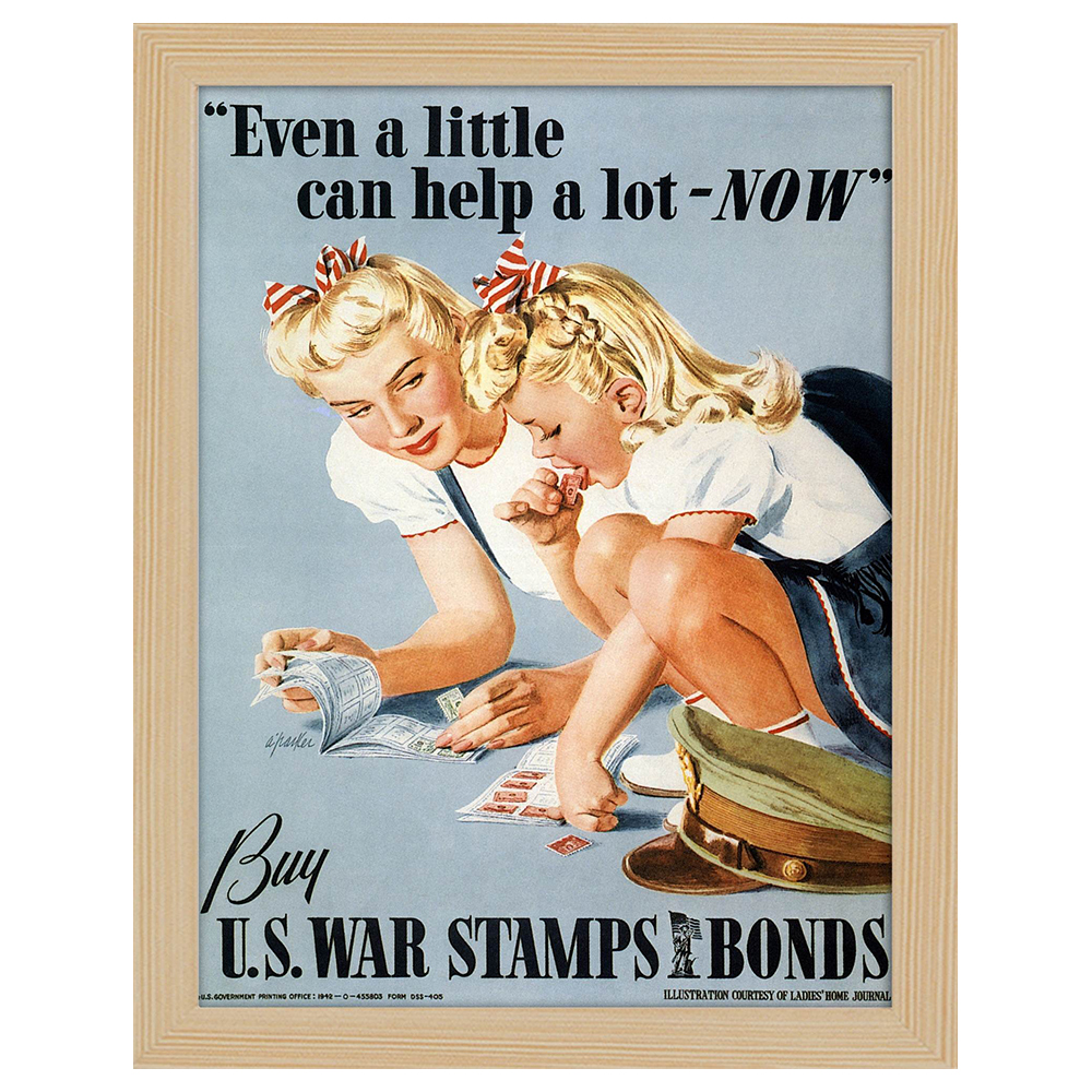 Famous paintings, canvas prints, vintage posters and wall art - ツ  Legendarte - Vintage War Propaganda Poster Even A Little Can Help A Lot -  Now - Decorative Art Print, Wall Art Decor