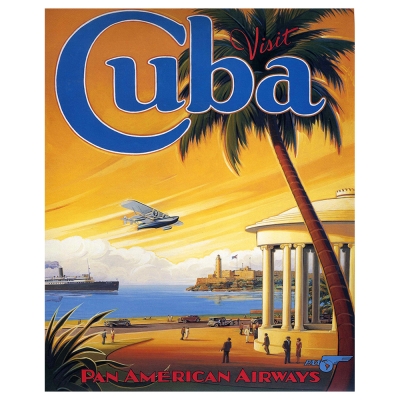 Vintage Turistaffischer Cuba - Canvastryck, Dekorativ Väggkonst