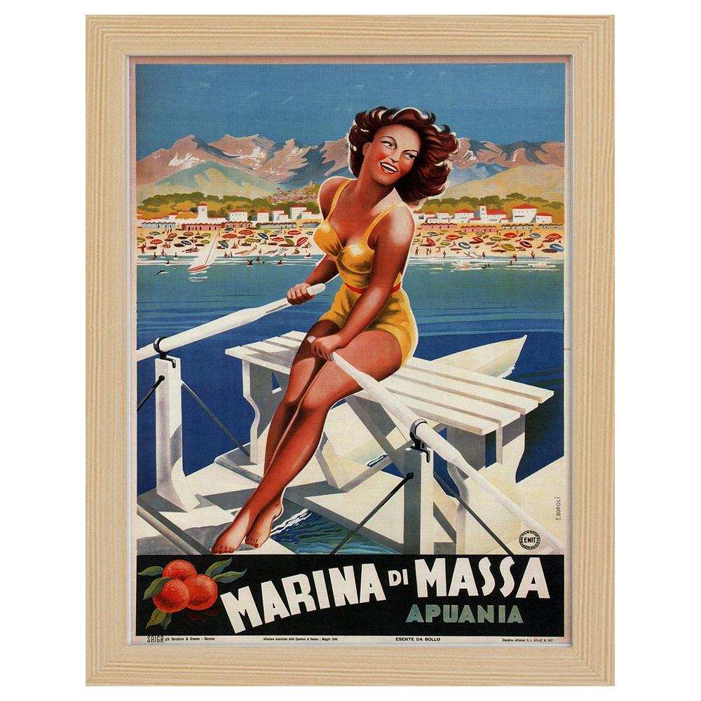 Quadri famosi, stampe su tela, posters vintage e arredo da parete - ツ  Legendarte - Poster Vintage Turistico Marina di Massa - Quadro, Decorazione  Parete